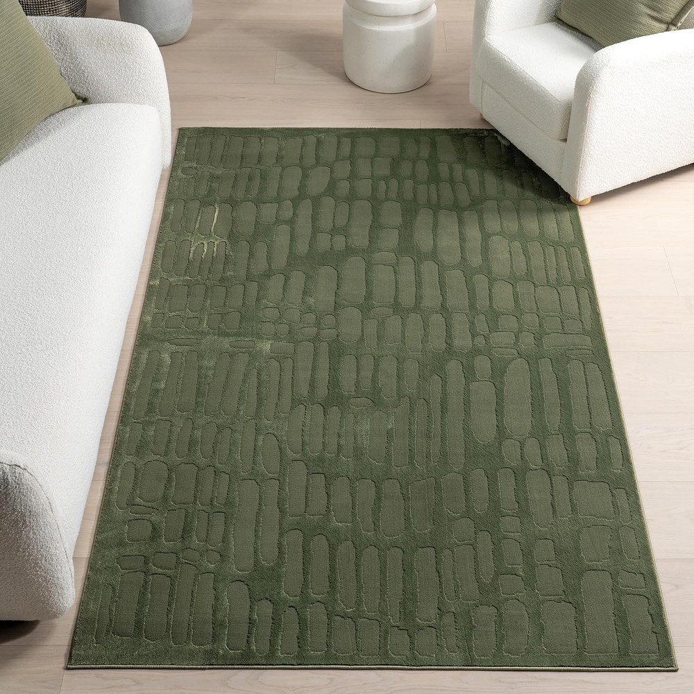 Belen Abstract Forest Green 2x3 Machine Washable Rug by nuLOOM-image