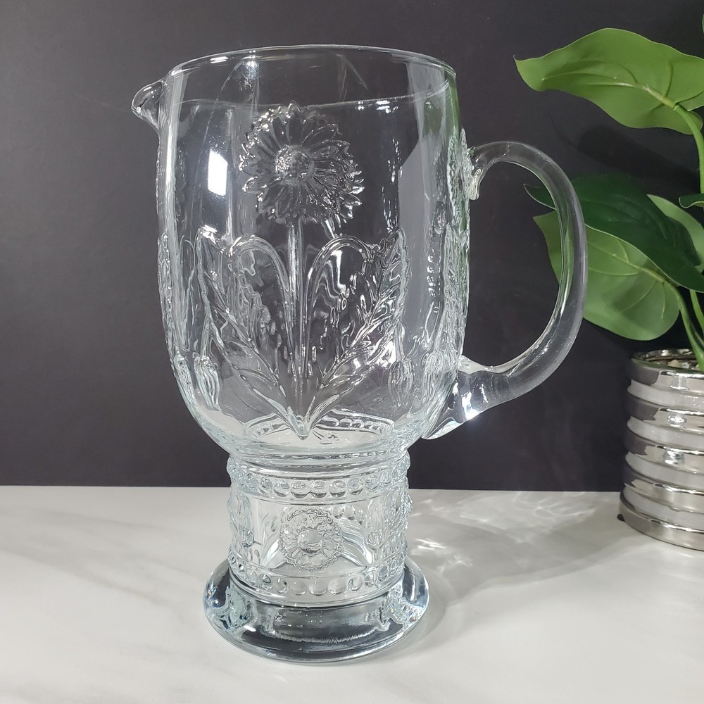 Anthropologie Helianthus Clear Water Glass Pitcher