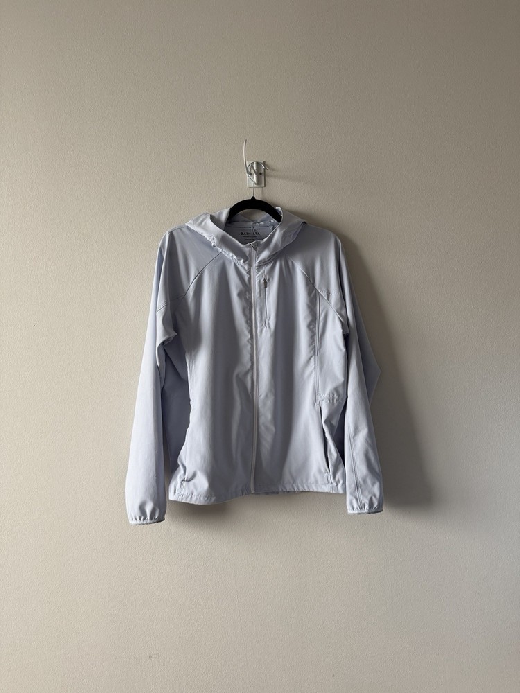 Athleta Women's Hooded Lightweight Windbreaker Jacket Light Gray M