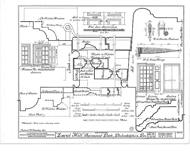 Philadelphia PA Laurel Hill Cemetery 1900s architectural floor plan drawing