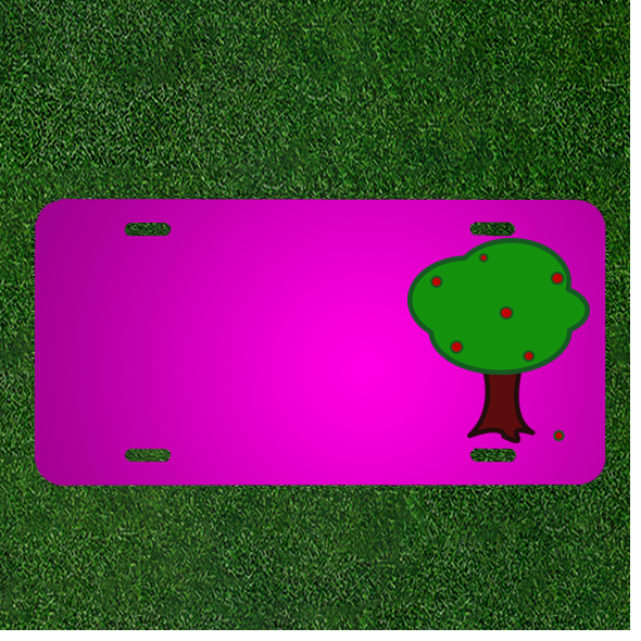 Create Your Custom Car License Plate with Names and Tree Apples Design in Green and Red