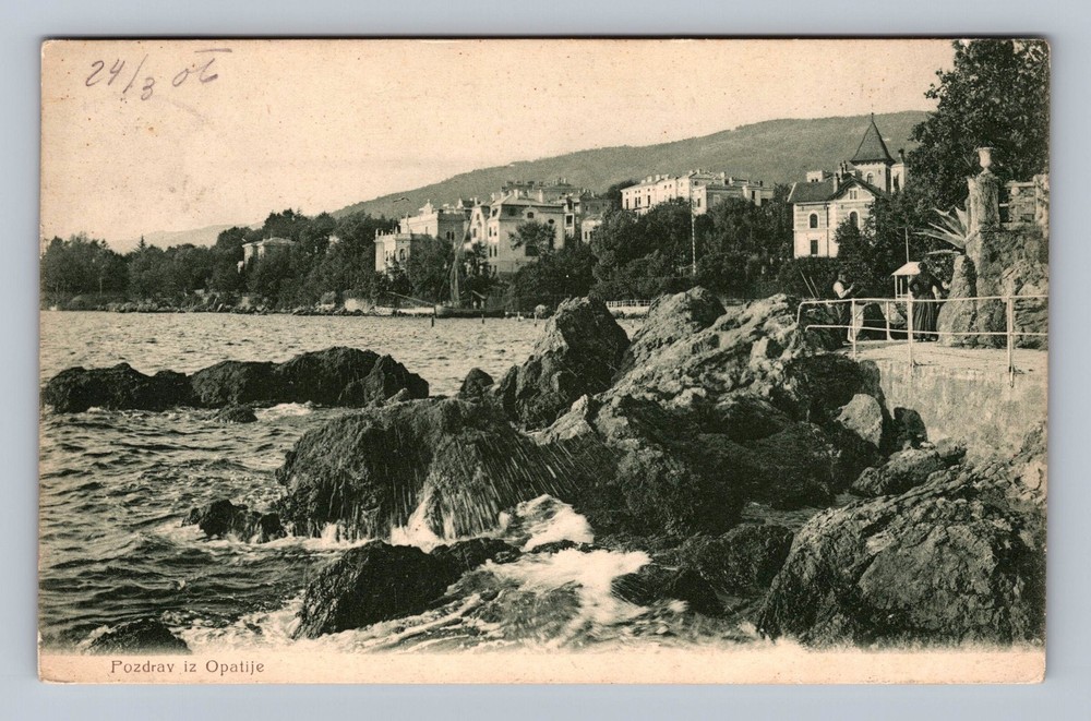 Croatia- Opatije Kvarner Gulf Greetings Postal Old Card View Vintage Postcard