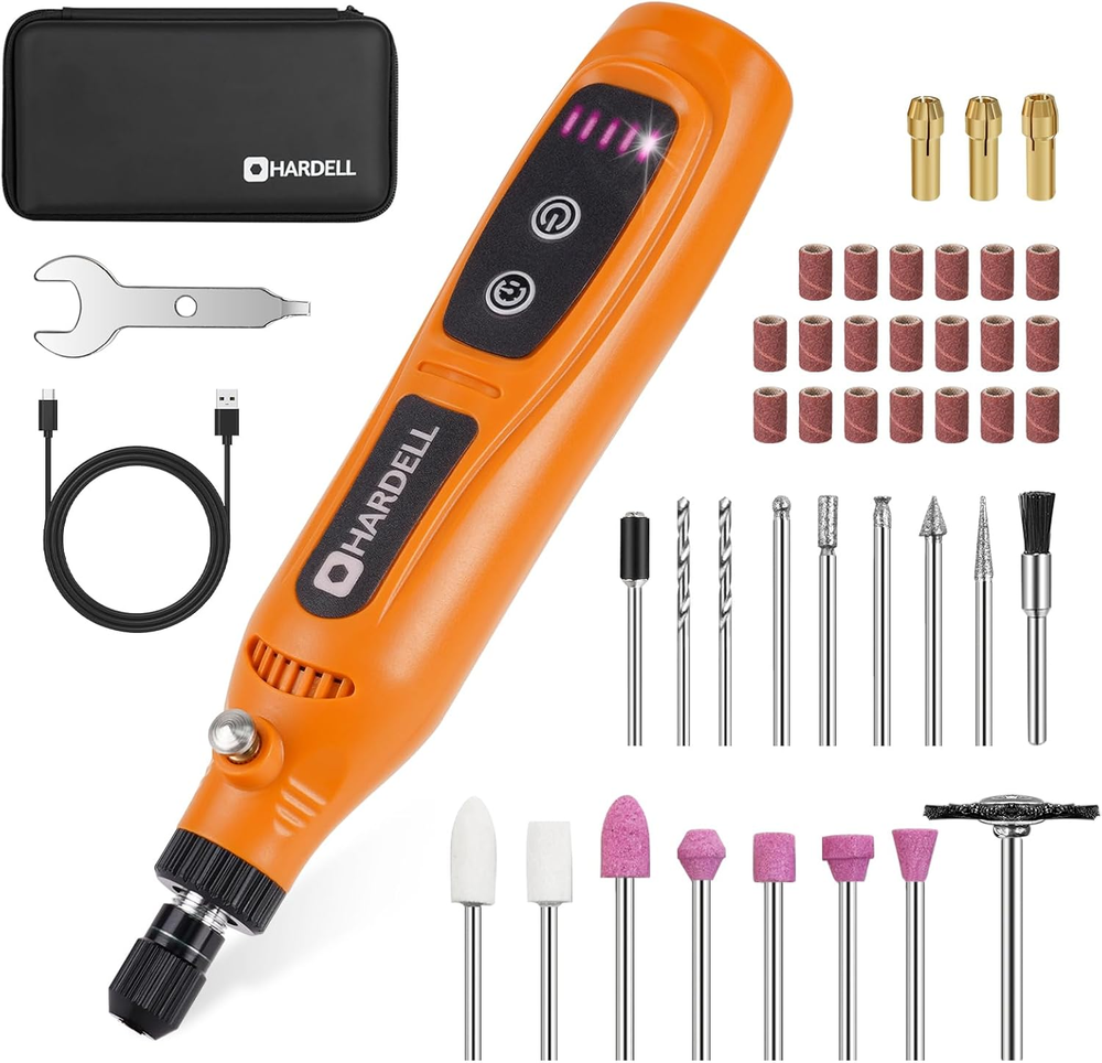 HARDELL Mini Cordless Rotary Tool 3.7V, 5-Speed Rotary Tool Kit with 43 Accessor