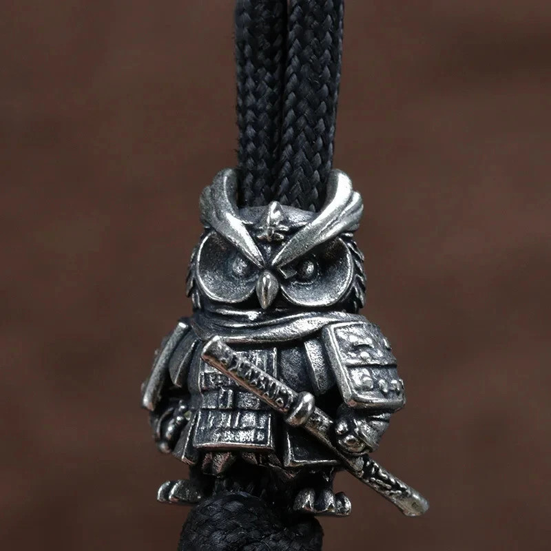 Samurai EDC Owl Paracord Knife Beads Lanyard Brass DIY Tools Outdoor