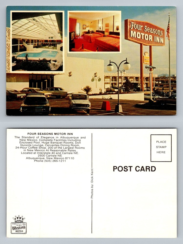 Albuquerque, NM-New Mexico, Four Seasons Motor Inn Pool Rooms Vintage Postcard