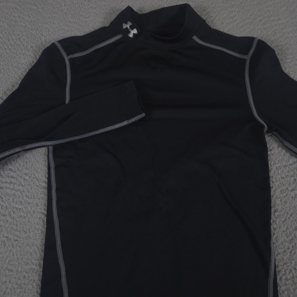 Under Armour Shirt Mens Small Black Compression ColdGear Mock Neck Long Sleeve