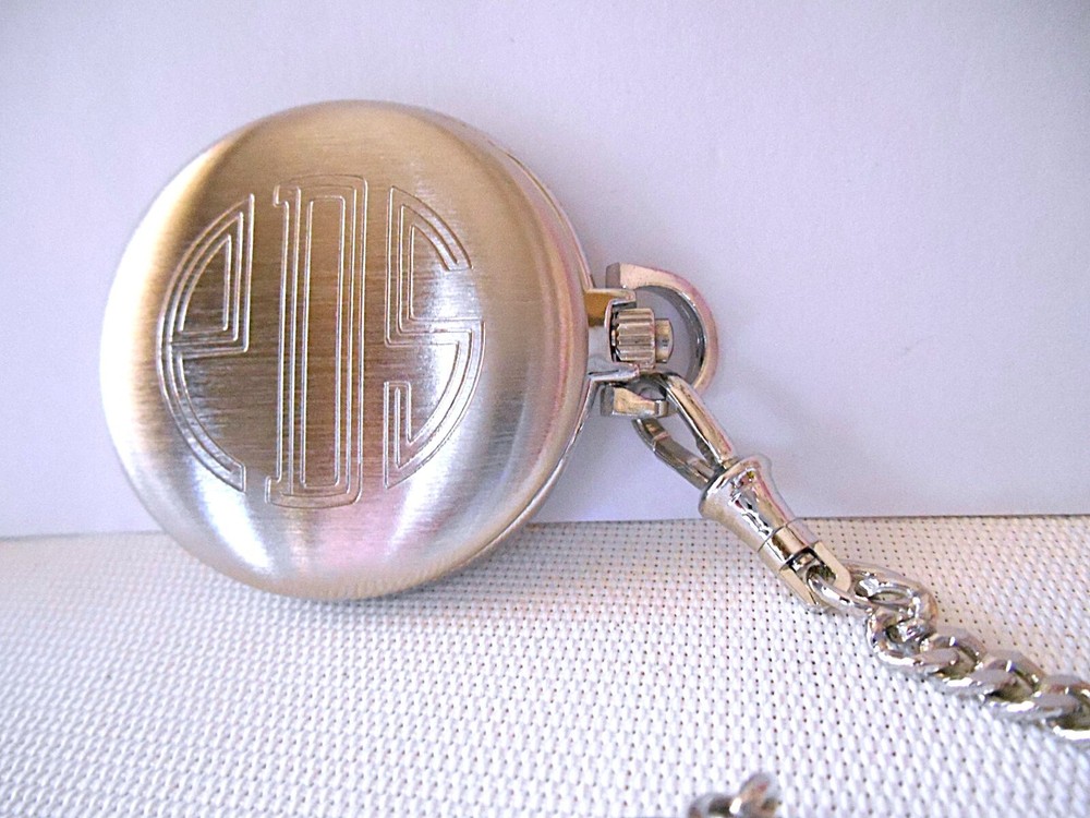 COLIBRI Silvertone Pocket Watch Engraved 