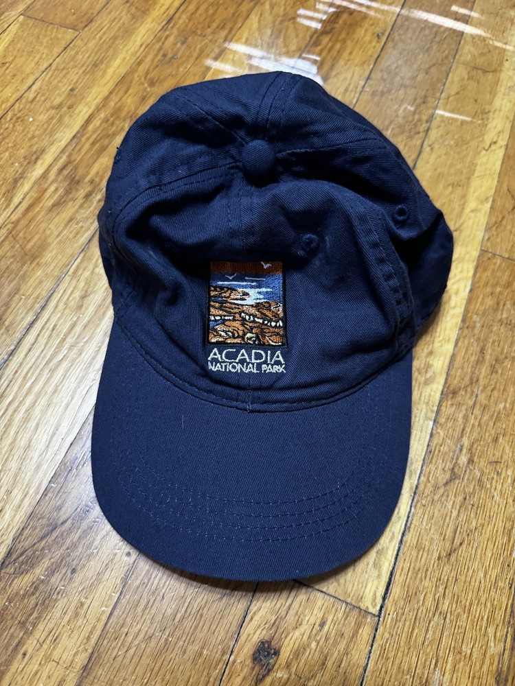 Acadia National Park Navy Blue Strapback Dad Hat Maine Nature-image