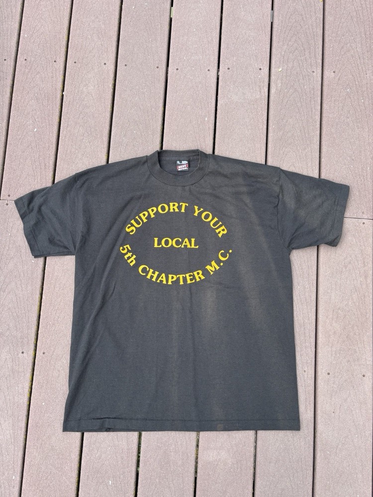 Vtg 1990s Support Your Local 5th Chapter MC Motorcycle Club Men’s XL Shirt Fader