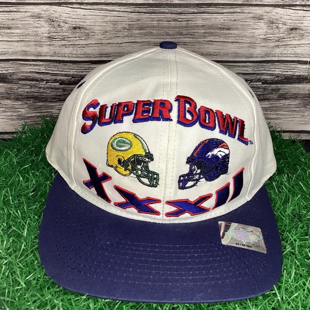 Vintage 90s Super Bowl XXXII Snapback Hat Packers vs Broncos NFL Logo 7