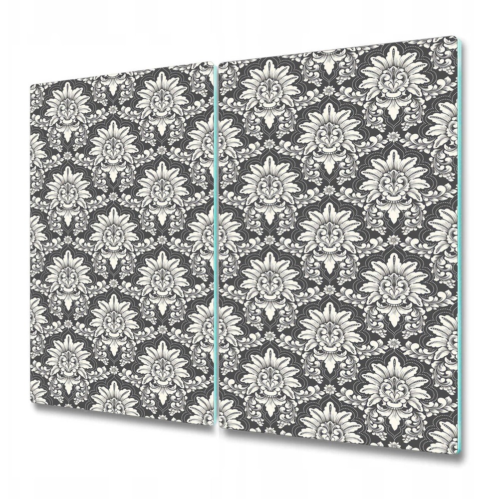 Glass Cutting Serving Board Damask classical luxury grey & white 2x30x52