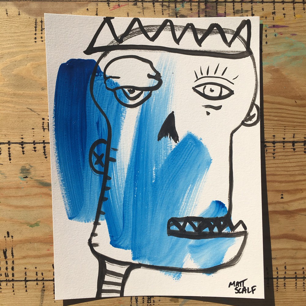 Matt Scalf Face Graffiti Abstract Collectible Street Art ORIGINAL PAINTING 9x12-image