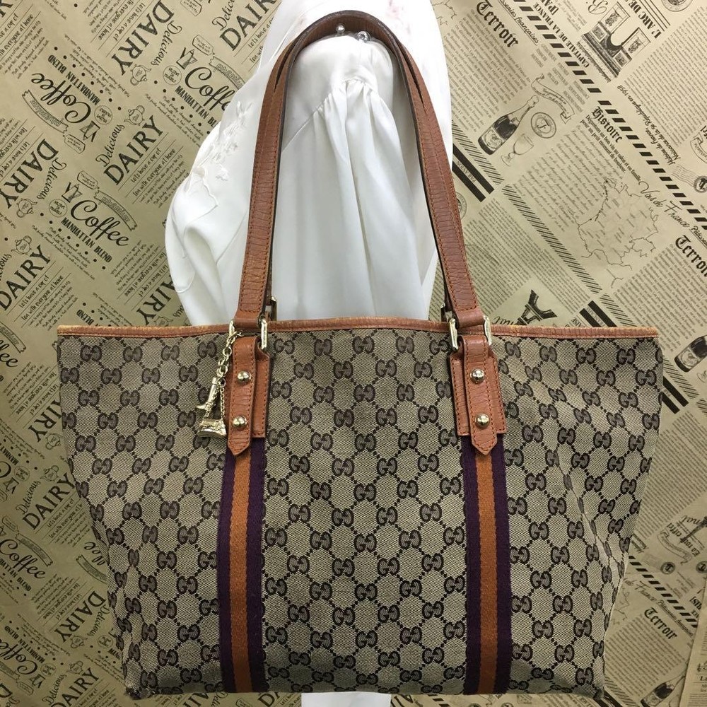 Gucci Shelly Charm Beige Tote Shoulder Bag FS294 Japan Import
