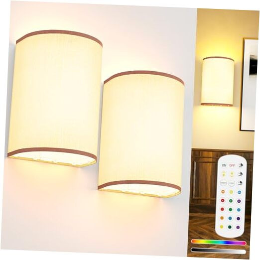 Battery Operated Wall Sconces Set of 2, Rechargeable Wall Sconces 15 Colors