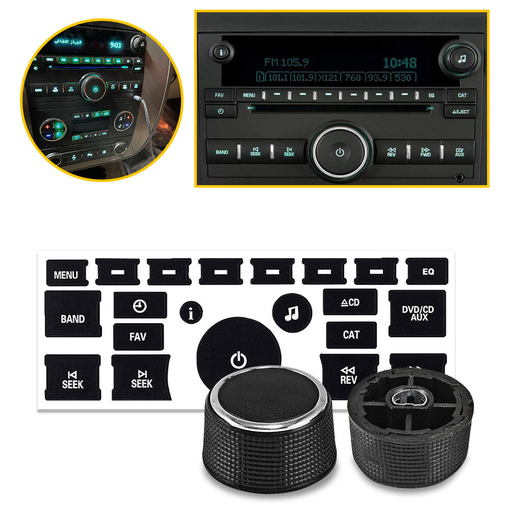 Rear Radio Volume Control Knob + Radio A/C Climate Control Button Repair Sticker