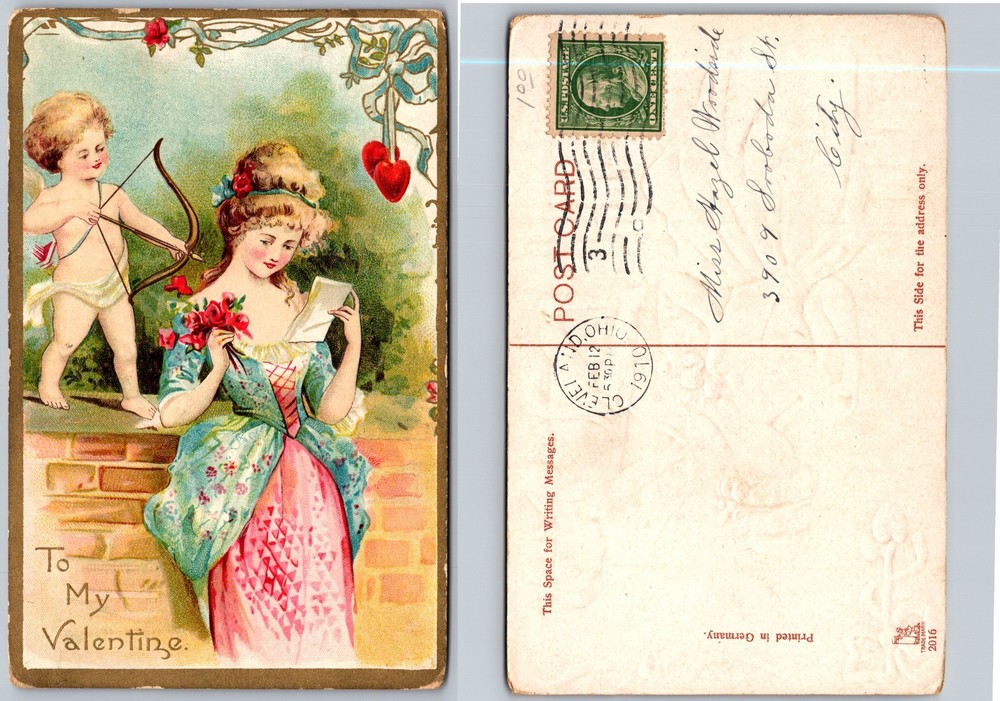 Cupid and Lady Valentine Postcard