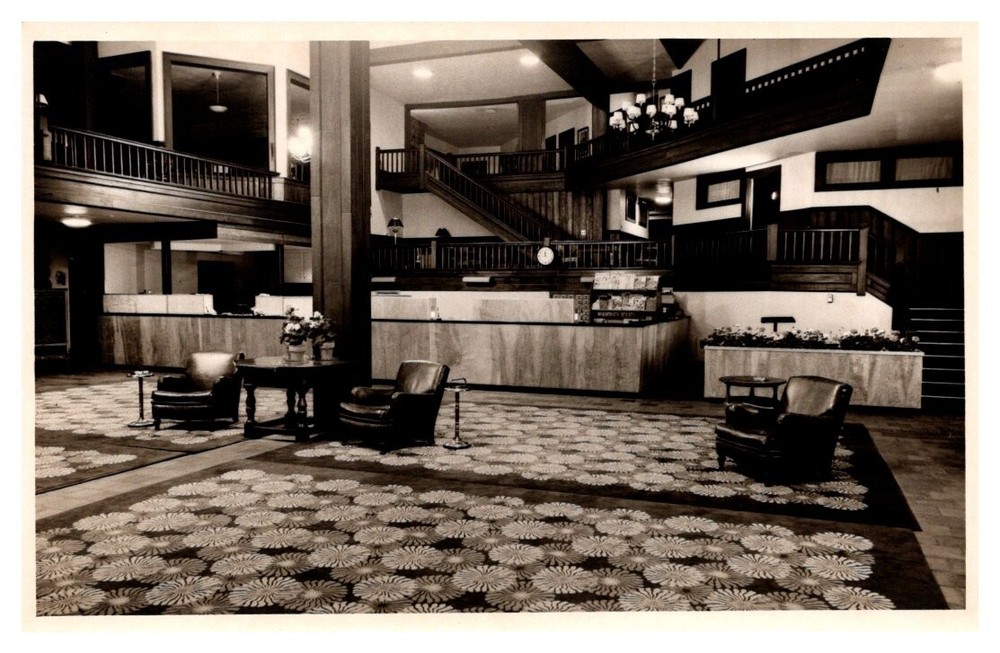 1950s Interior Lobby of Lake Placid Club New York Vintage Real Photo Postcard