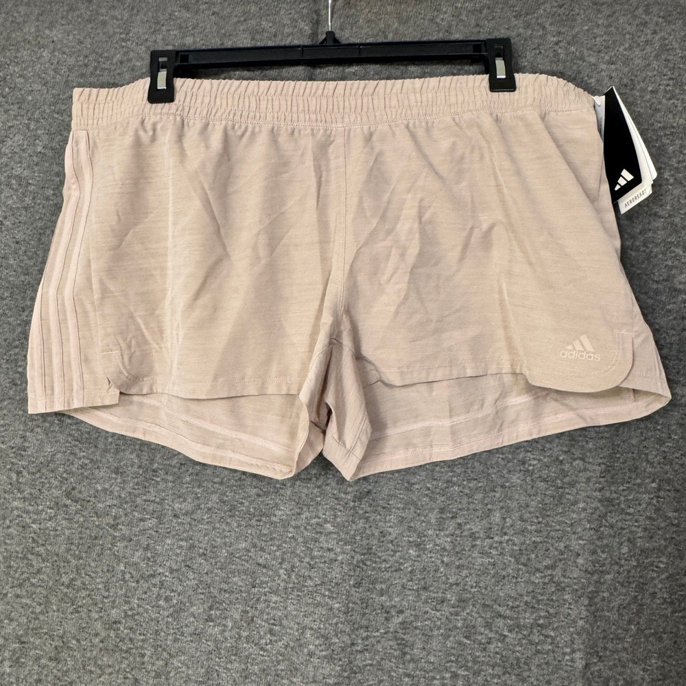 Adidas Women's 2XL HTHR WVN Pacer Training Shorts Wonder Taupe Aeroready