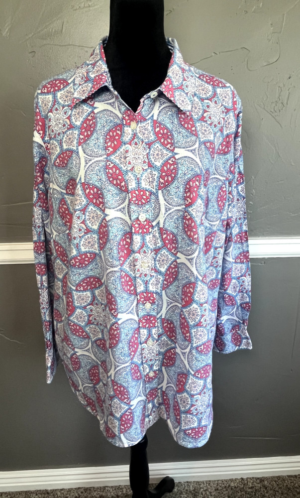 Talbots Women's Size 1X Multi-Color Long Sleeve Lightweight Top
