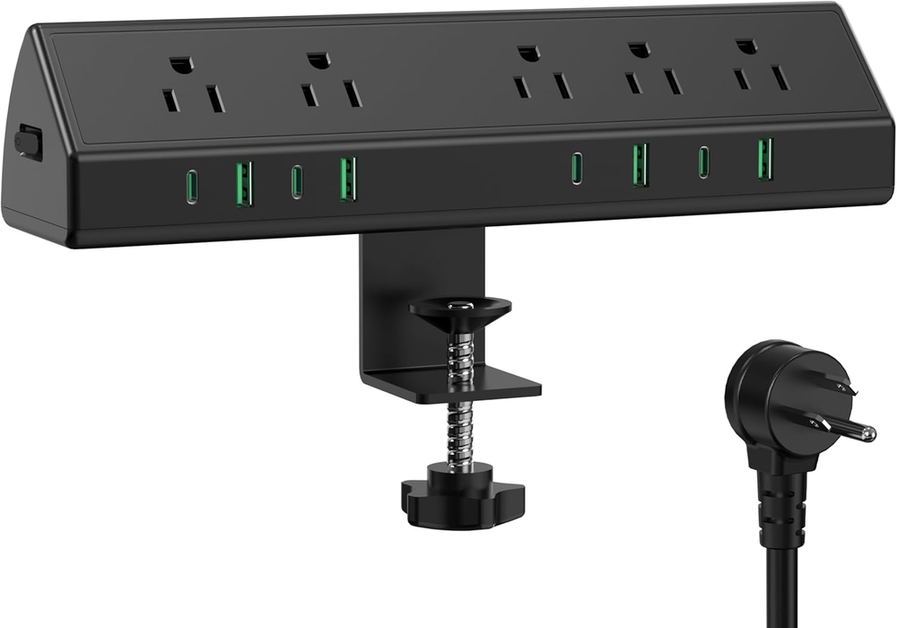 Jgstkcity Desk Clamp Power Strip with Fast Charging and Multiple Outlets