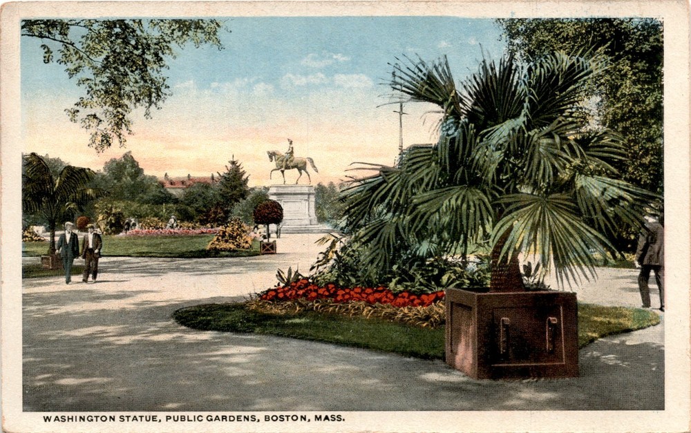 WASHINGTON STATUE, PUBLIC GARDENS, BOSTON, MASS, MASON BROS & Postcard