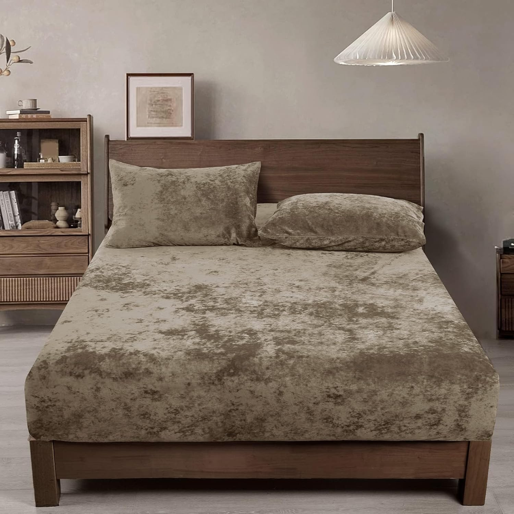 Truly Velvet Fitted Sheet Only King Size, Luxury Super Soft Cozy Comfy Fleece Bo