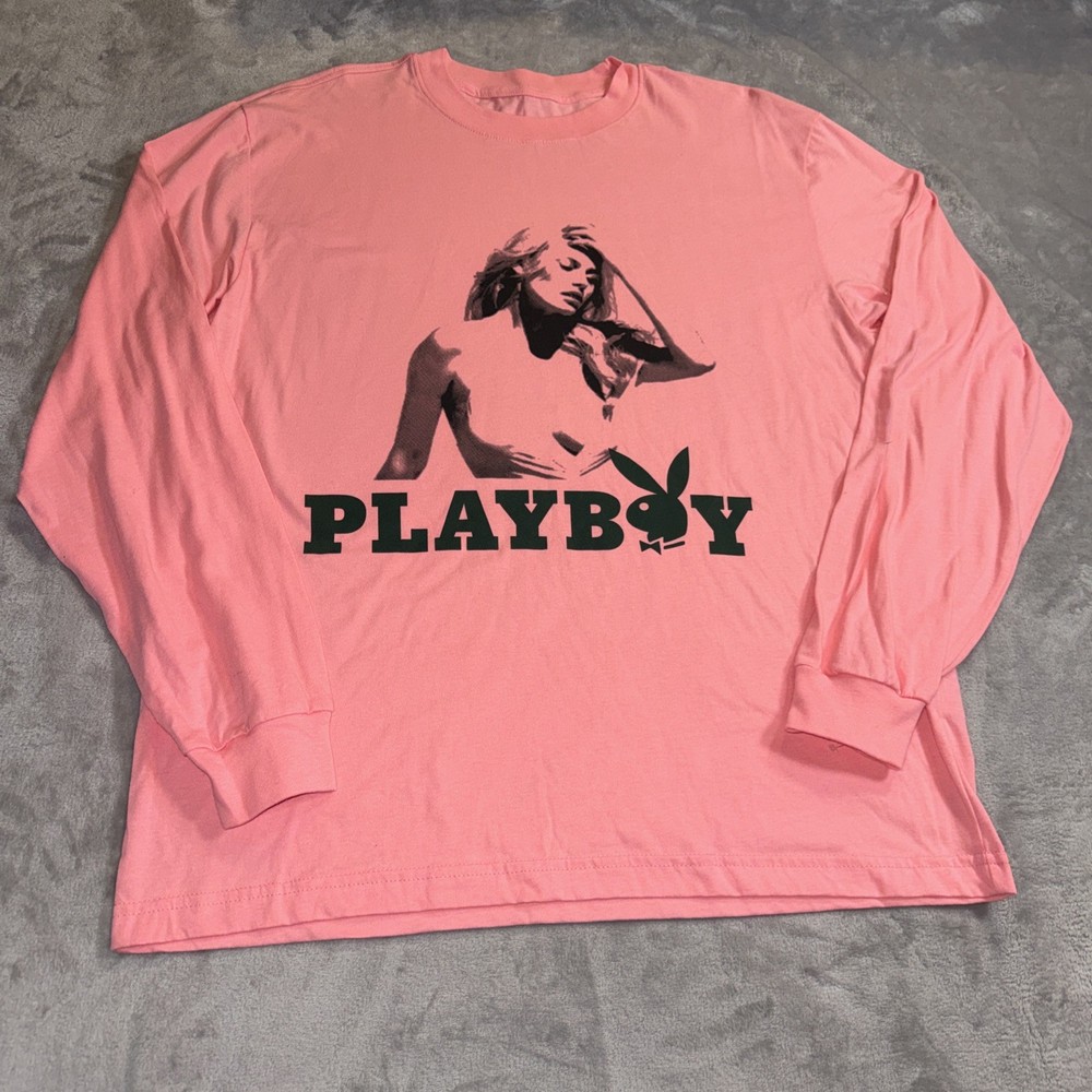 Playboy Tshirt Men's Size Medium Longsleeve Model Logo Tee *READ*