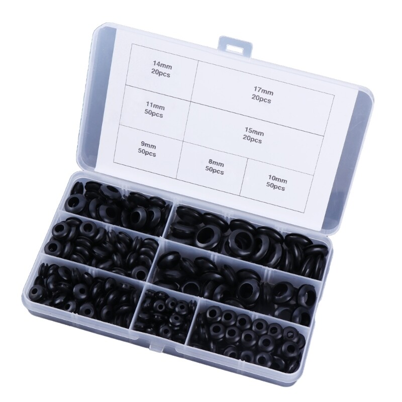 260pcs Rubber Wire Sleeve set Wire Routing set Electric Conductors Sealing Rings