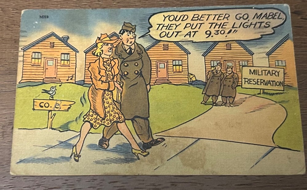 US Army Military Postcard You Better Go Mabel 1940's War Linen WW2 Humor 1943