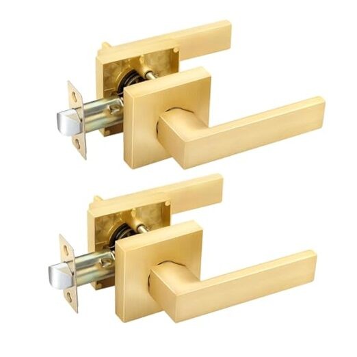 Pack Closet Door Handles Interior Non-Locking Lever Set Passage Door Lever 2