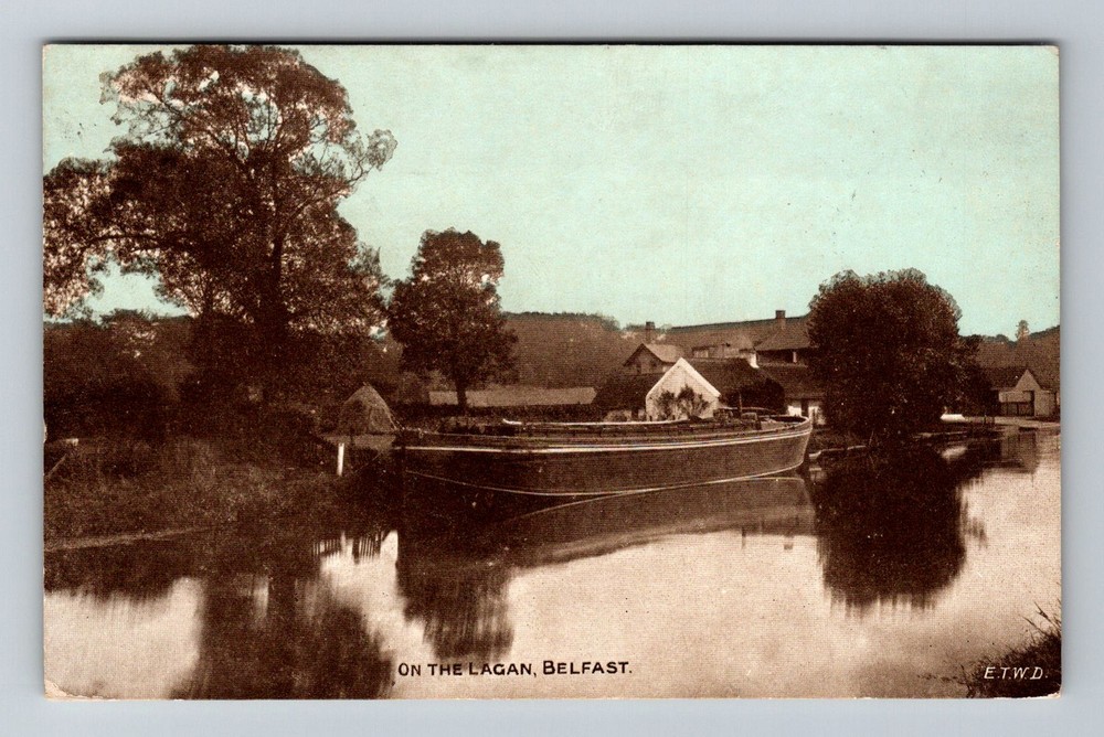 Northern Ireland- Belfast Wooden Boat On The Lagan Old PC Card Vintage Postcard