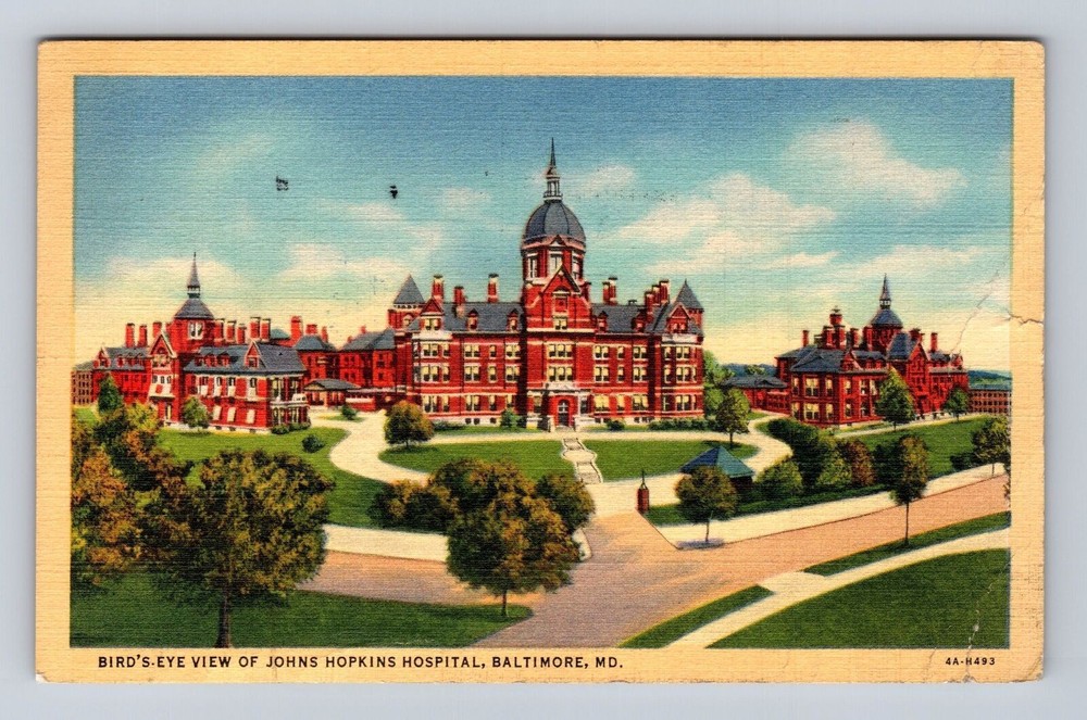 Baltimore MD-Maryland, Birds Eye View Of John Hopkins Vintage c1941 Postcard