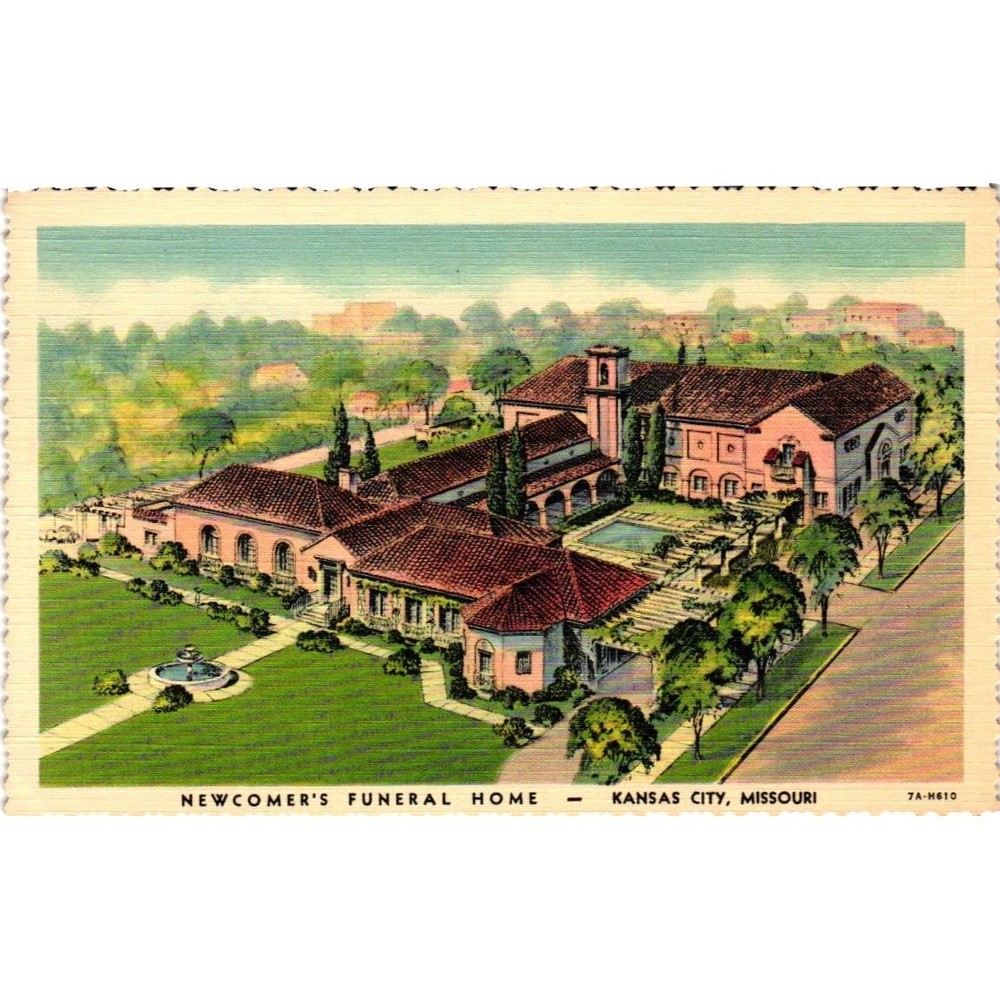 Vintage Newcomer's Funeral Home Kansas City Missouri Linen Postcard Unposted