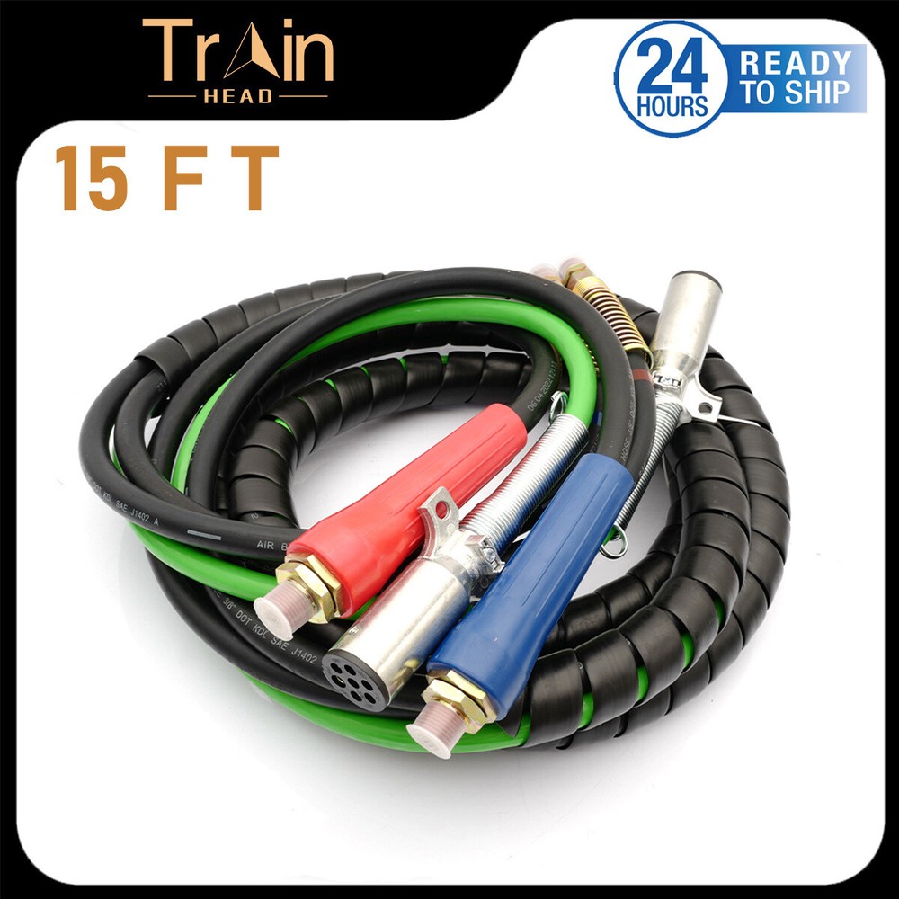 Heavy Duty 15ft 3-in-1 Semi Truck Trailer ABS Air Line Hose Wrap with Electrical Cable-image