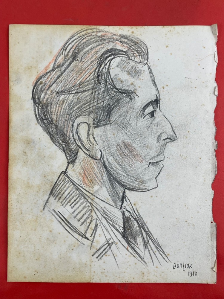 David Burliuk Drawing on paper (Handmade) signed and stamped