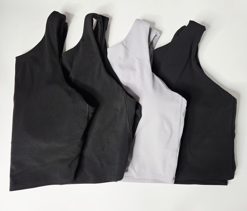 Athleta Conscious Twist Bra Support Top M Lot 4 Black Gray Athletic