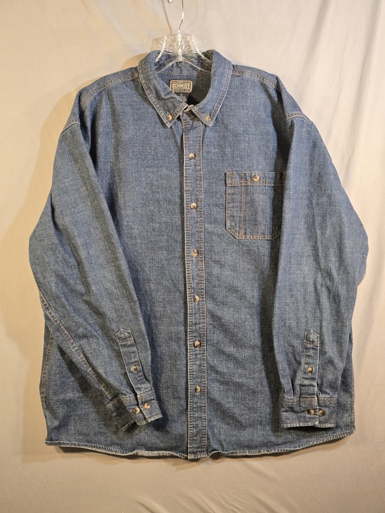 C.E. Schmidt Workwear Denim Shirt Mens XL Blue Button Front Long Sleeve Cotton