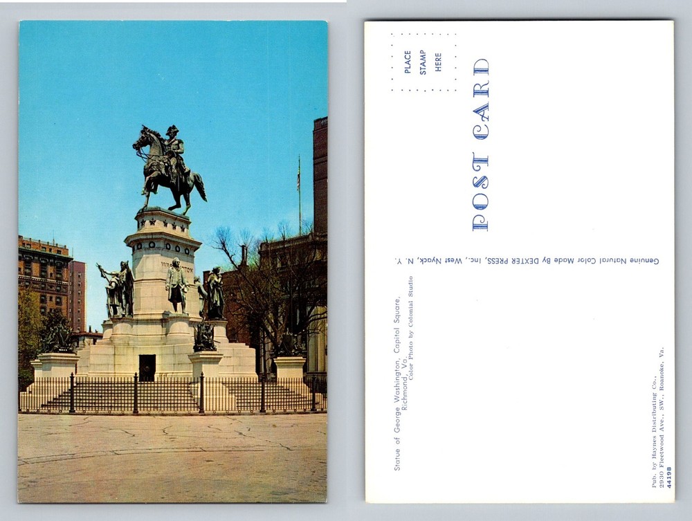 Richmond, VA-Virginia, George Washington Statue Capitol Square Vintage Postcard