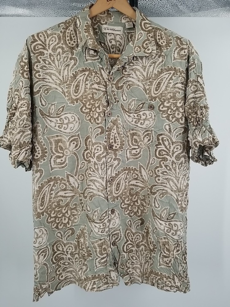 Carribean Hawaiian Shirt Mens Short Sleeve Button Up XL Floral