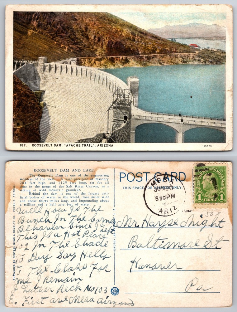 Roosevelt Dam Apache Trail Arizona Postcard