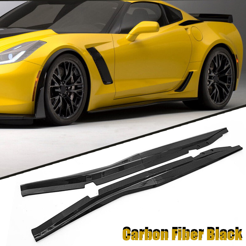 For 2015 2016 2017 2018 2019 Corvette C7 Carbon Black Side Skirt Extension Panel