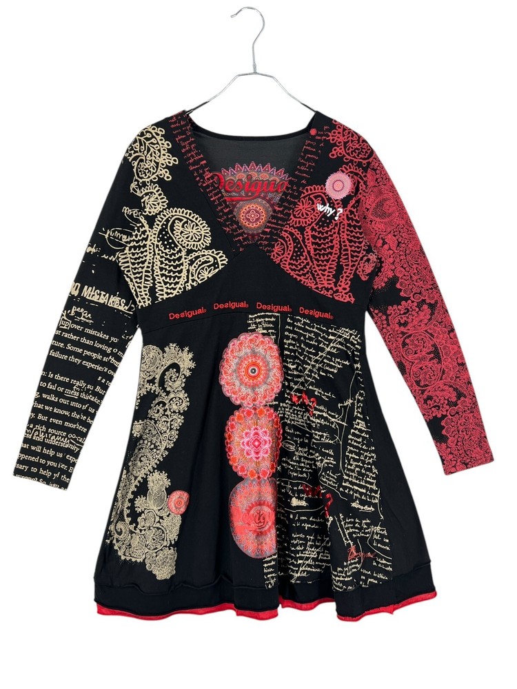 DESIGUAL V-Neck Long Sleeve Dress Women Size XL