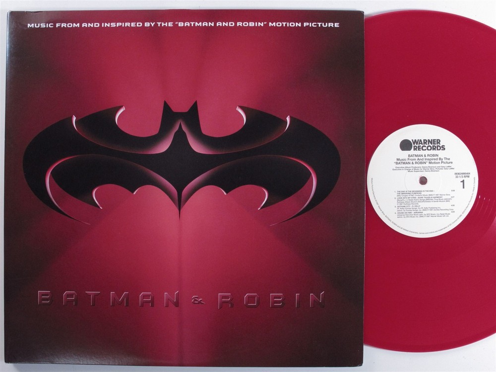 BATMAN & ROBIN OST Various Artists WARNER 2XLP VG+ red & blue vinyl w/ insert c
