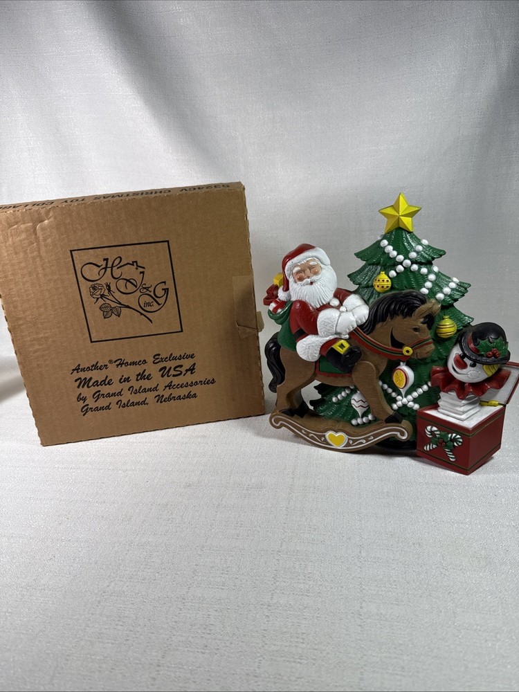 Vtg Burwood Homco Christmas Wall Hanging Santa Toys Tree USA Home Interiors