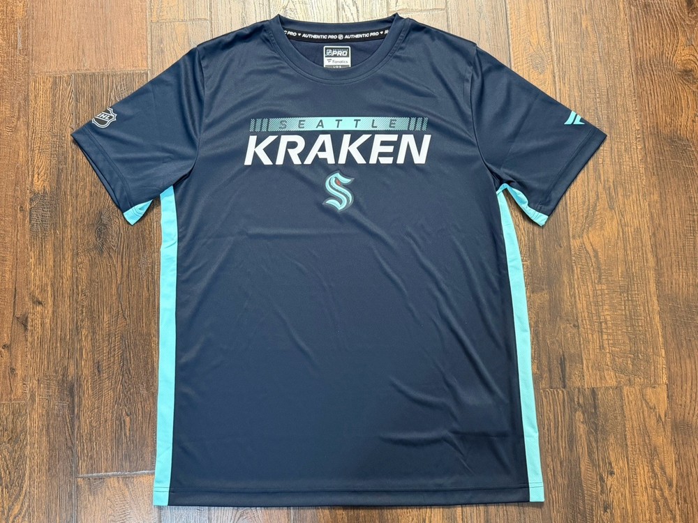 Seattle Kraken Fanatics NHL Authentic Pro T-Shirt Mens Large Logo Shirt Hockey