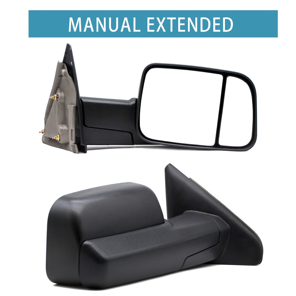 Dodge Ram 1500 3500 Manual Folding Towing Mirrors 2005-2007 Black Pair