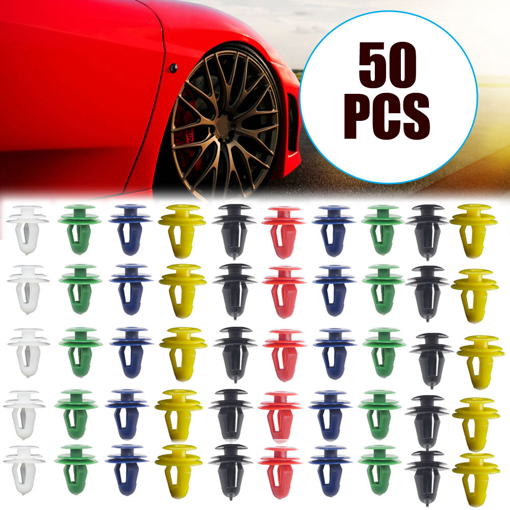 50X Universal 9mm Hole Car Interior Door Trim Panel Clip Rivet Fixing Fastener