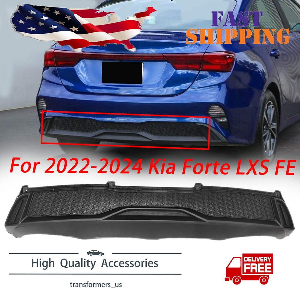 Fits For 2022 2023 2024 Kia Forte Black Rear Bumper Lower Cover Valance Plastic