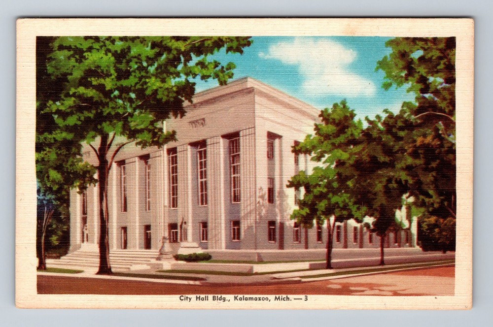 Kalamazoo MI-Michigan, City Hall Building, Antique, Vintage Postcard