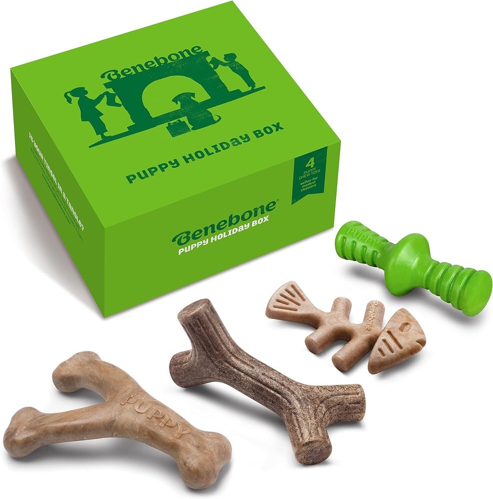 Puppy Holiday 4-Pack Dog Chew Toys Made in USA 30lbs and Under for Modest Che...